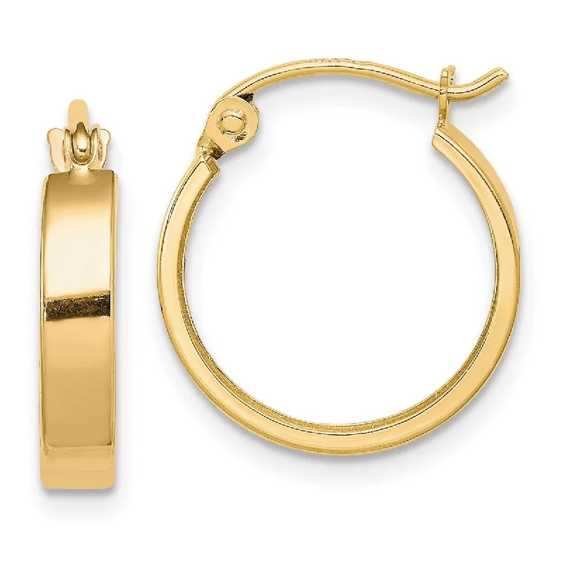 Curata 10k Yellow Gold Polished 4x15mm Square Tube Hoop Earrings