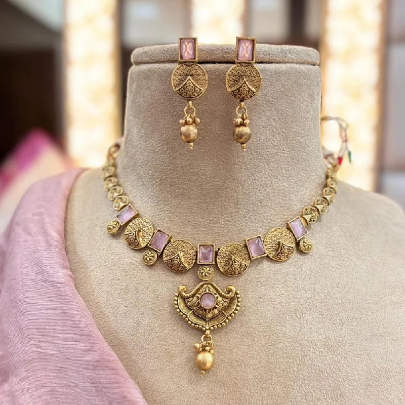 Jewel Addiction Gold Plated Pota Stone Necklace Set