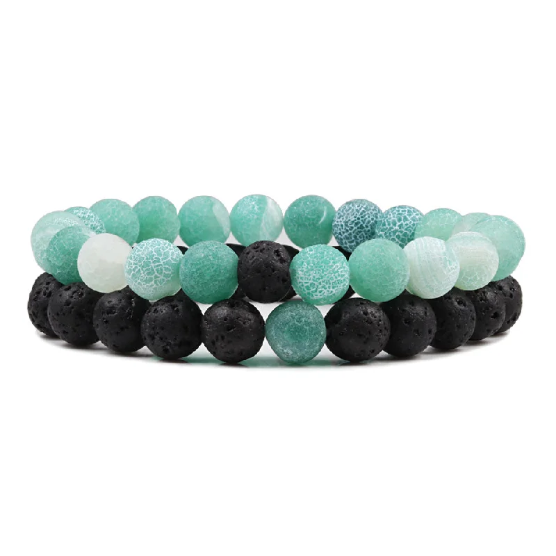 San Bernandino Stackable Beaded Bracelets, Light Green / Black