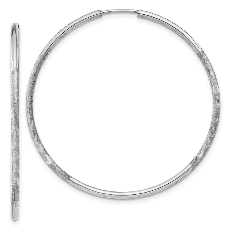 Curata 14k White Gold Polished tube 1.5mm Sparkle Cut Endless Hoop Earrings - 41x41mm Wide 1.5mm Thick