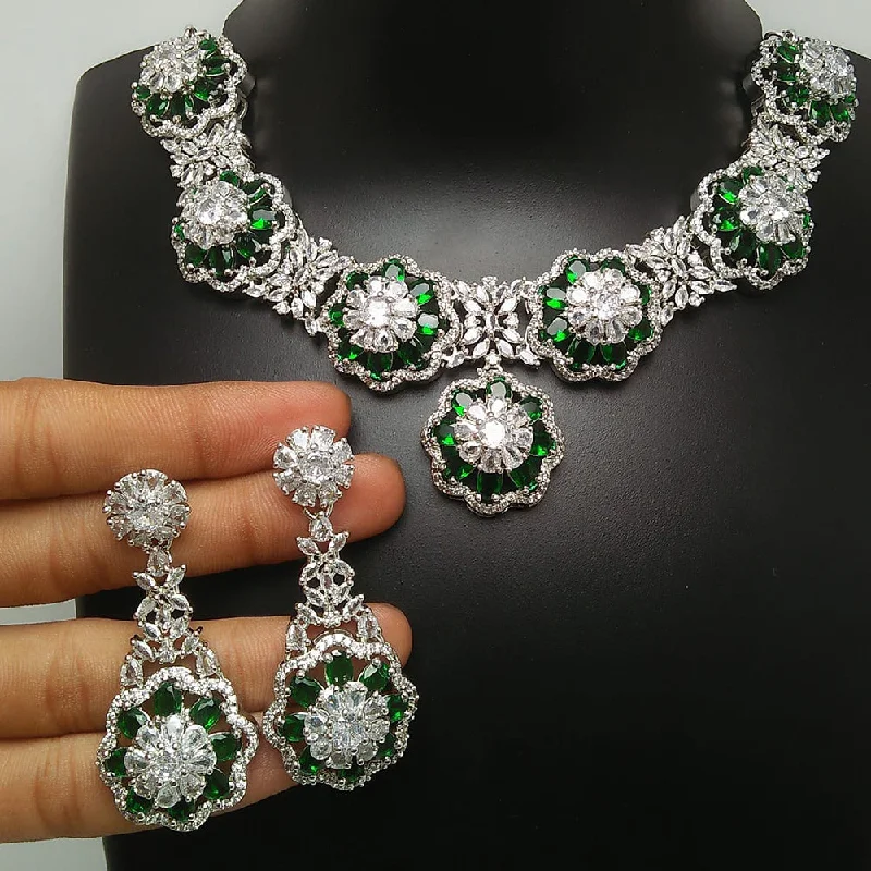 Manisha Jewellery Silver Plated AD Necklace Set