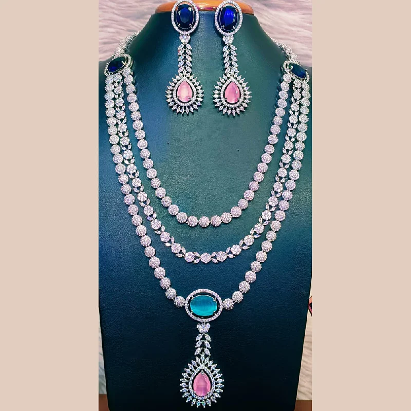 Jain Jewellers Silver Plated AD Necklace Set