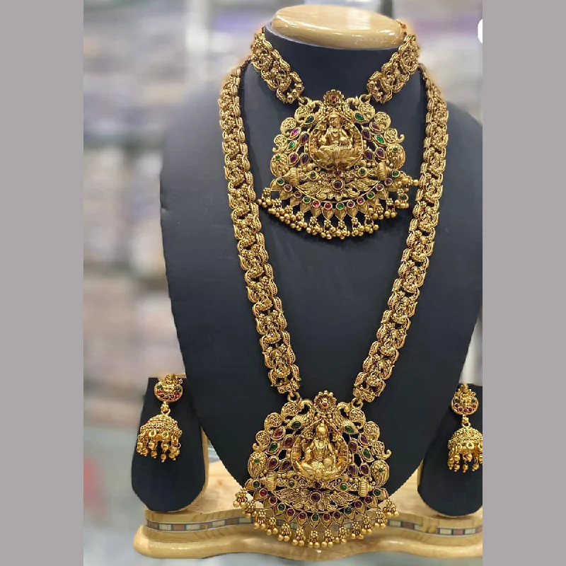 Manisha Jewellery Gold Plated Temple Double Necklace Set