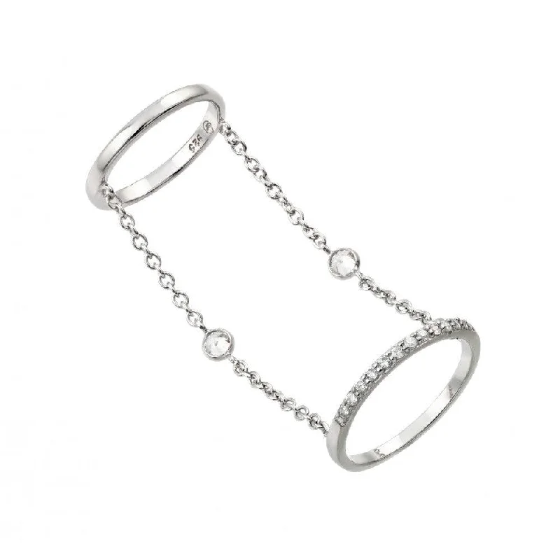 Silver 925 Rhodium Plated Small Round CZ Slave Wire Ring - STR01011