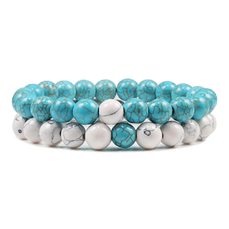 San Bernandino Stackable Beaded Bracelets, Turquoise / White