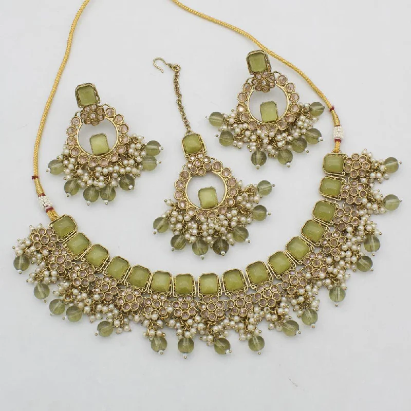 Shree Chamunda Jewellers Gold Plated Crystal Necklace Set