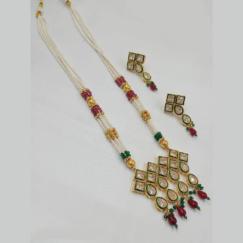 Padmawati Bangles Gold Plated Crystal Stone And Pearl Necklace Set