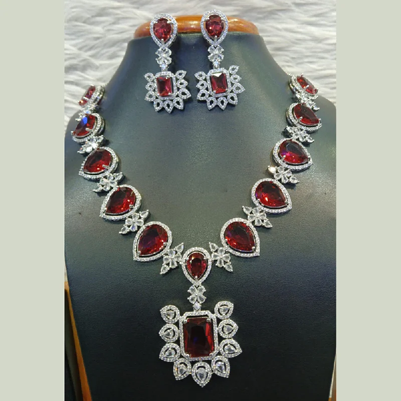 Jain Jewellers Silver Plated AD Necklace Set