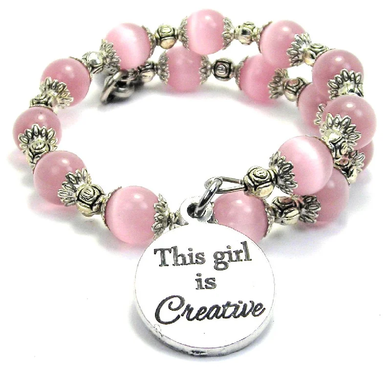 This Girl Is Creative Cat's Eye Beaded Wrap Bracelet