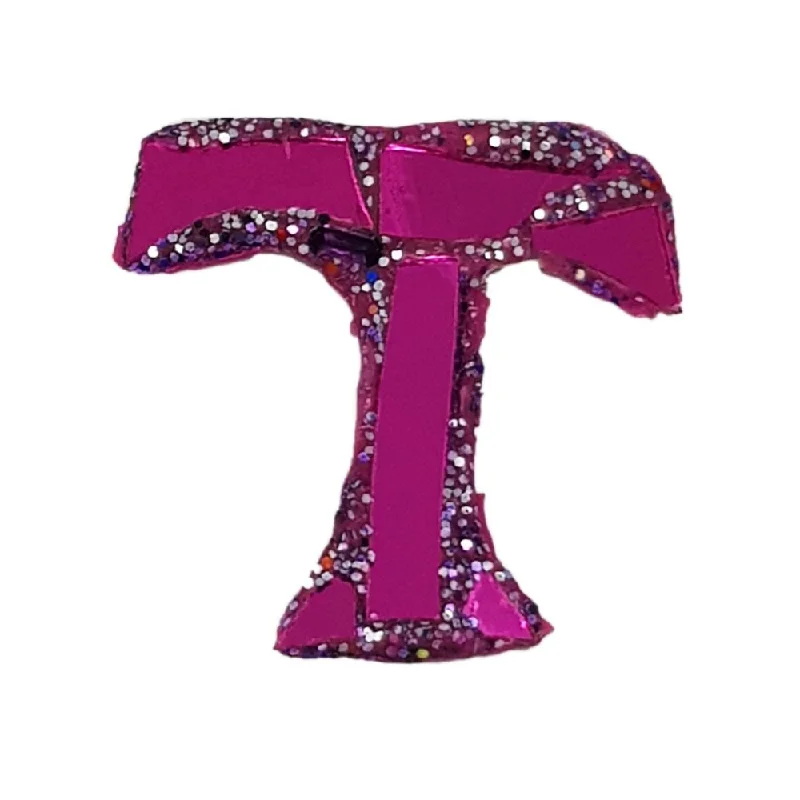 LETTER T -  PURPLE BROOCH