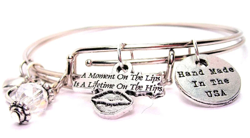 A Moment On The Lips A Lifetime On The Hips Expandable Bangle Bracelet Set