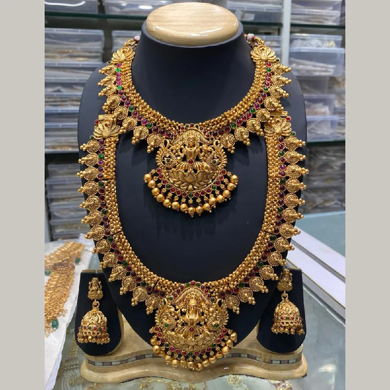 Manisha Jewellery Gold Plated Temple Double Necklace Set