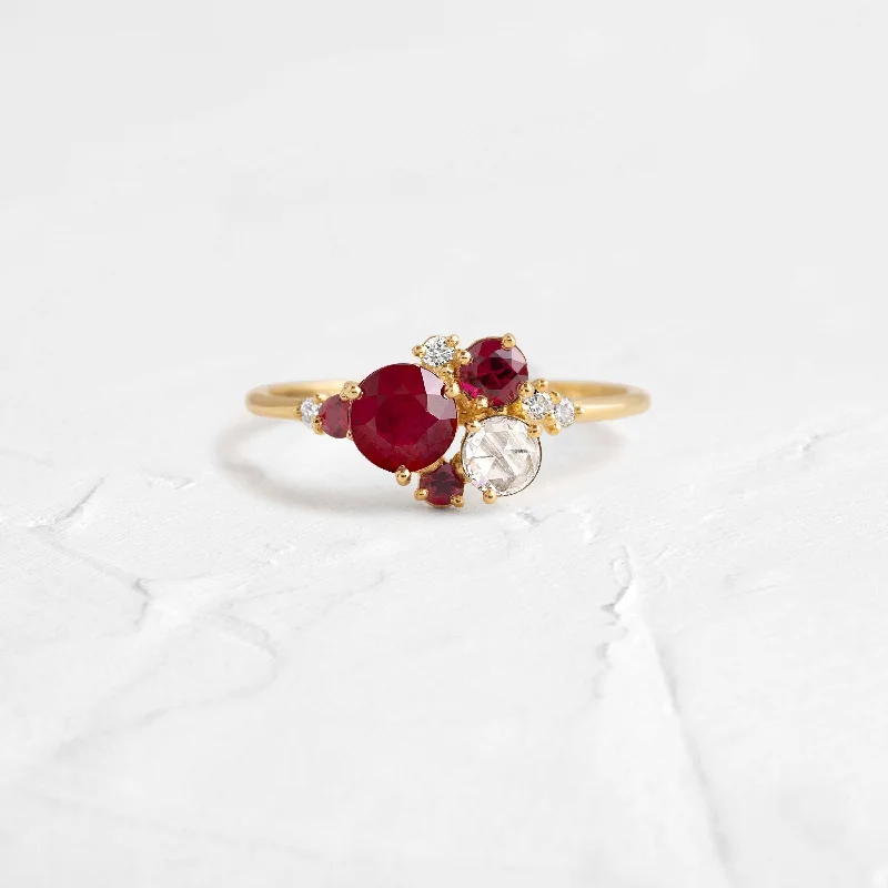 Ruby and Rose Cluster Ring