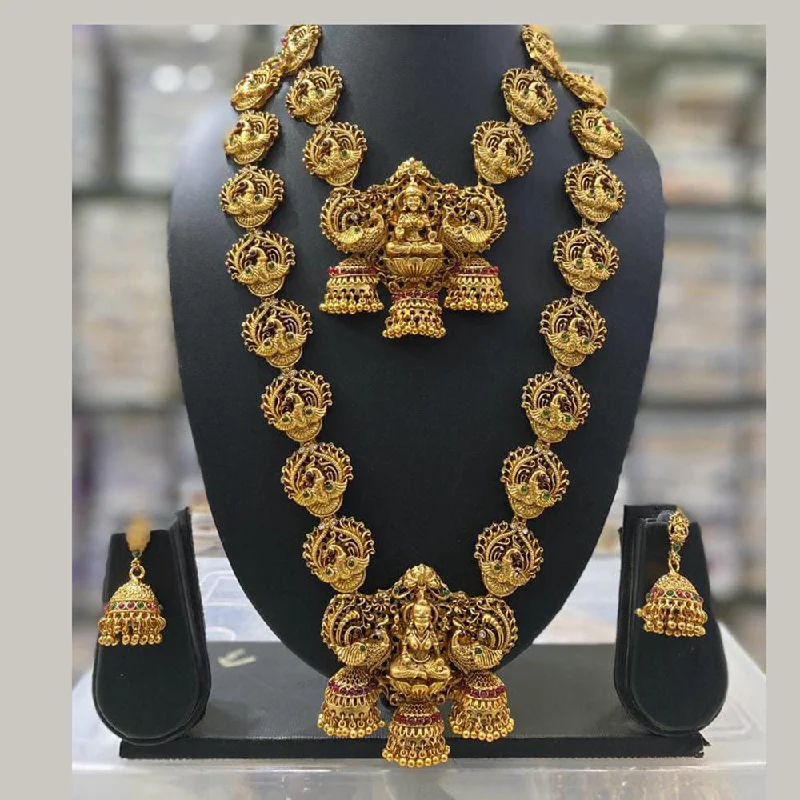 Manisha Jewellery Gold Plated Temple Double Necklace Set