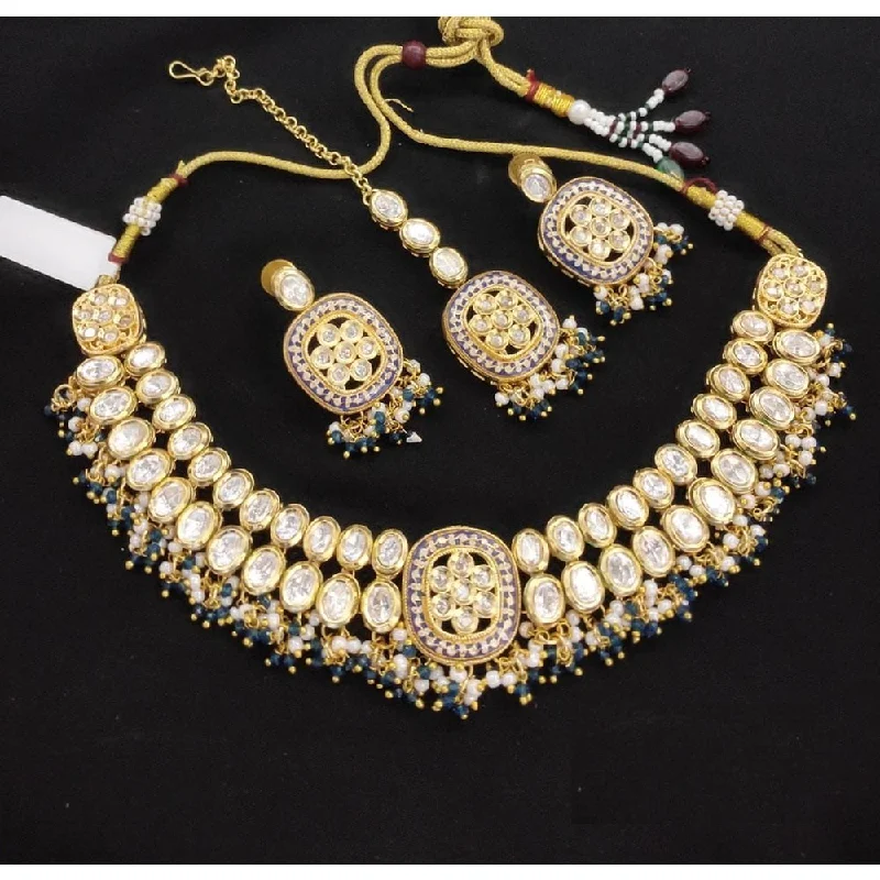 Akruti Collection Gold Plated Kundan Choker Necklace Set