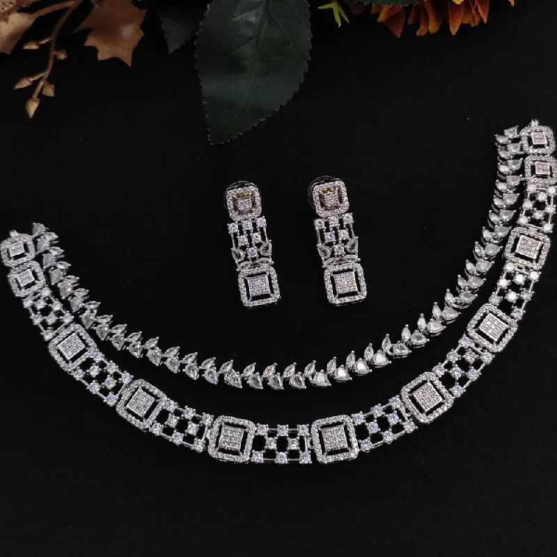 Manisha Jewellery Silver Plated AD  Necklace Set