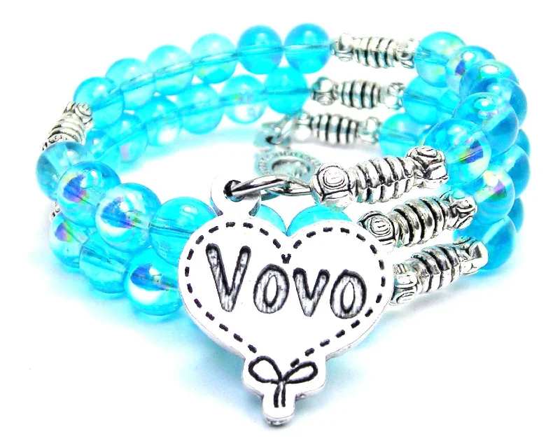 Vovo Quilted Heart Sea Siren Ocean Glass Wrap Bracelet