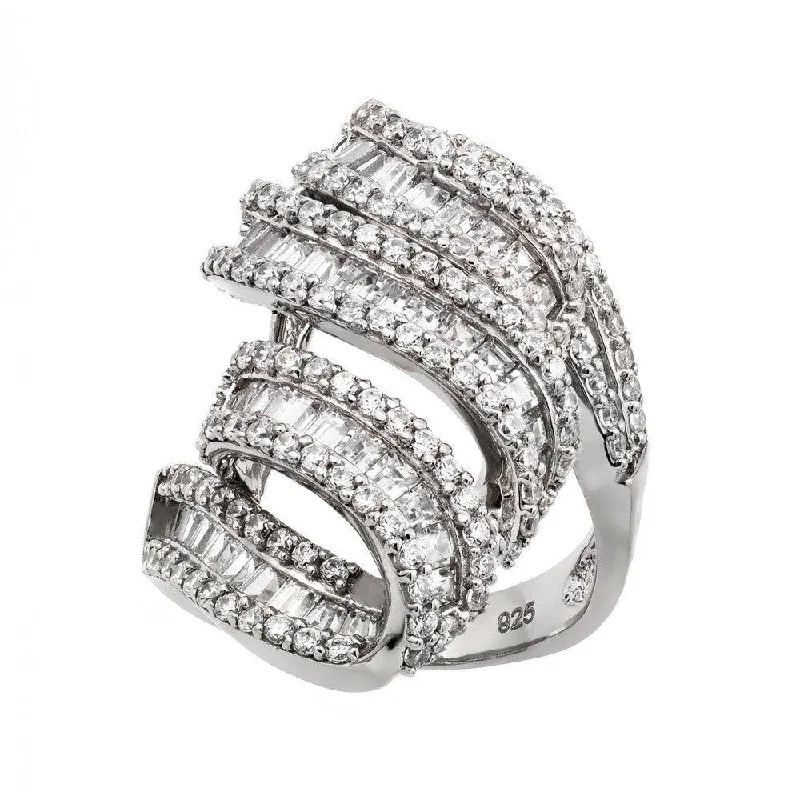 Silver 925 Rhodium Plated Micro Pave CZ Ring - GMR00001