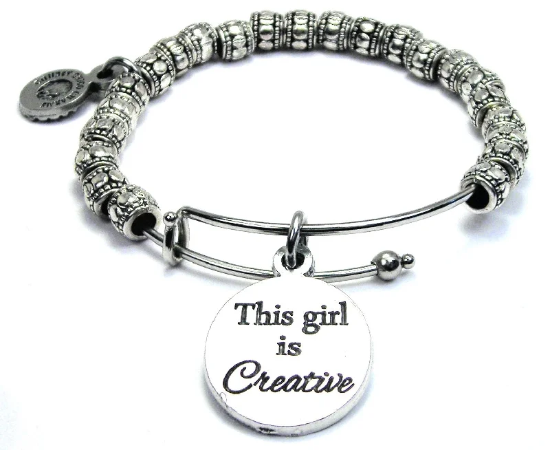 This Girl Is Creative Metal Hand Beaded Bangle Bracelet