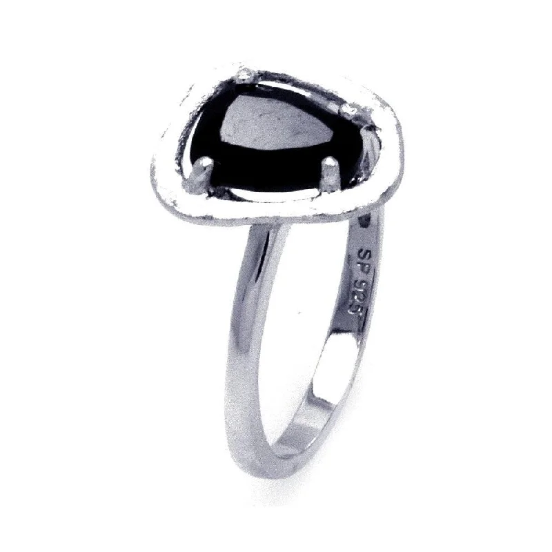 Silver 925 Rhodium Plated Black Center CZ Ring - STR00875