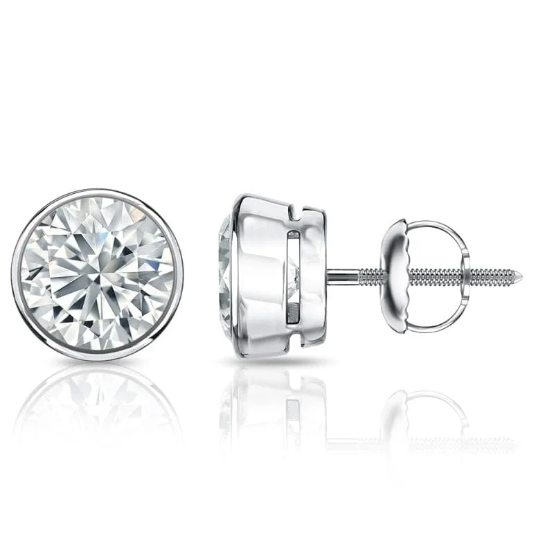 Auriya 14k Gold Certified 1.70 ct. TDW Bezel Set Round Diamond Stud Earrings