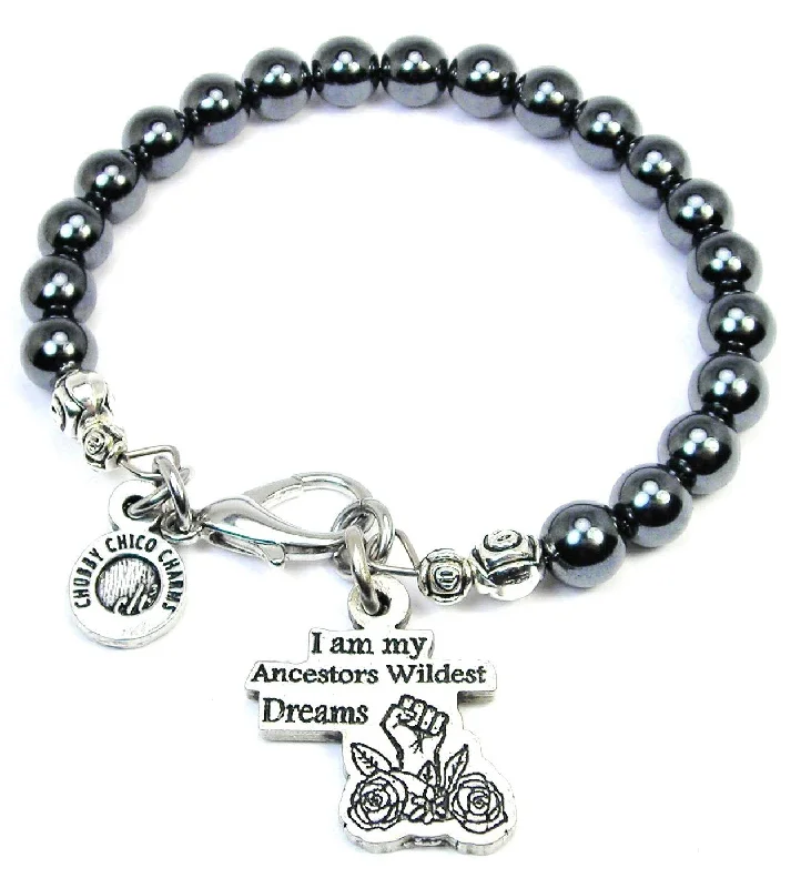 I Am My Ancestors Wildest Dreams Hematite Glass Bracelet