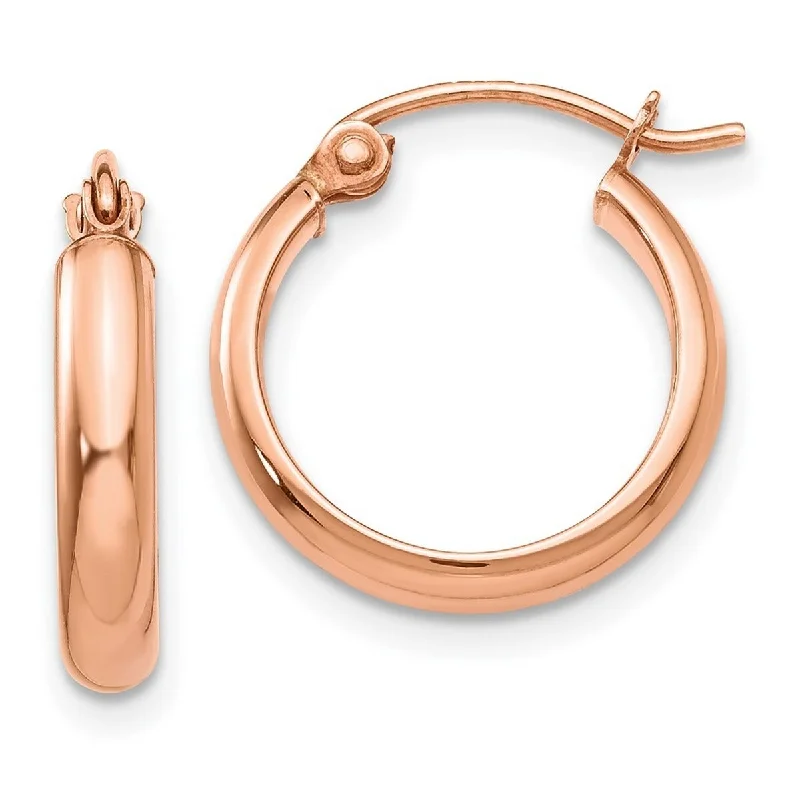 Curata 14k Rose Gold 2.75x15mm Classic Hoop Earrings